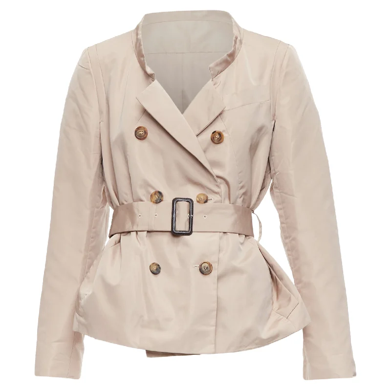 Day-To-Night Styles Prada Silk Blend Panelled Double Breast Belted Trench Jacket