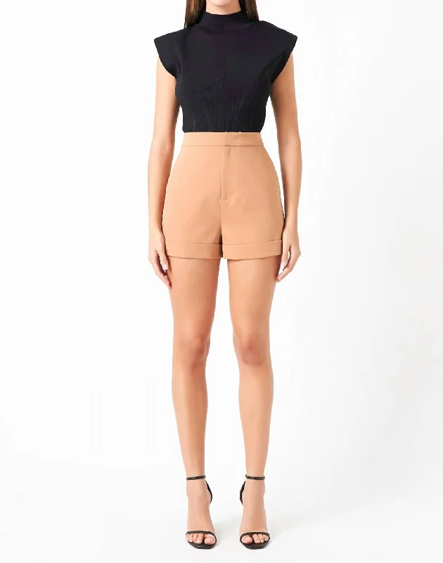 Wardrobe Update Tailored Shorts In Tan