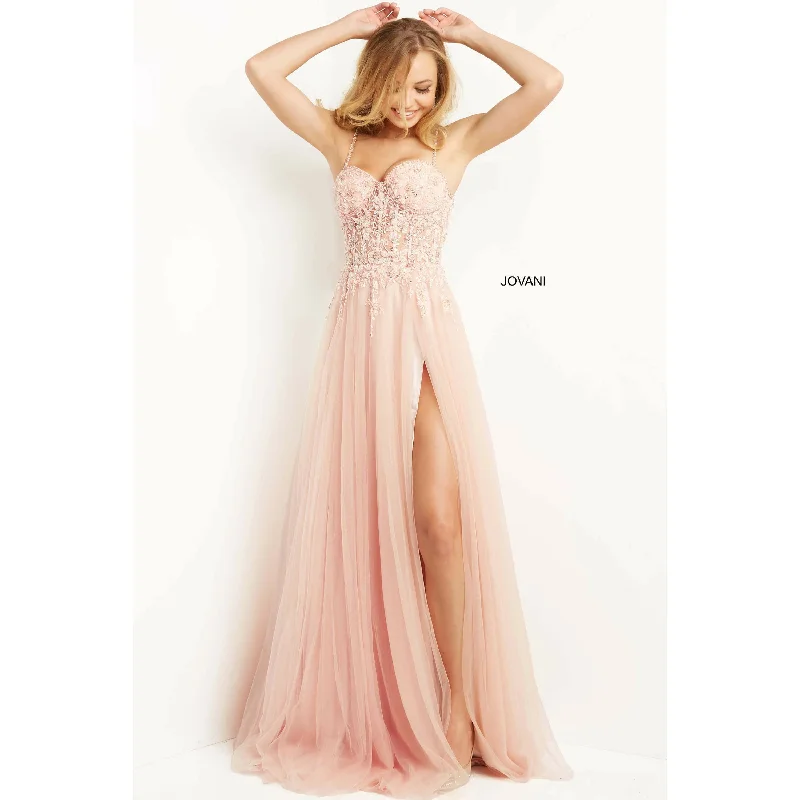 Redefining Women's Fashion Jovani Blush Corset Bodice Tulle Prom Ballgown 07259