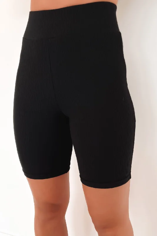 Charming Silhouette Core Ribbed Bike Short Black