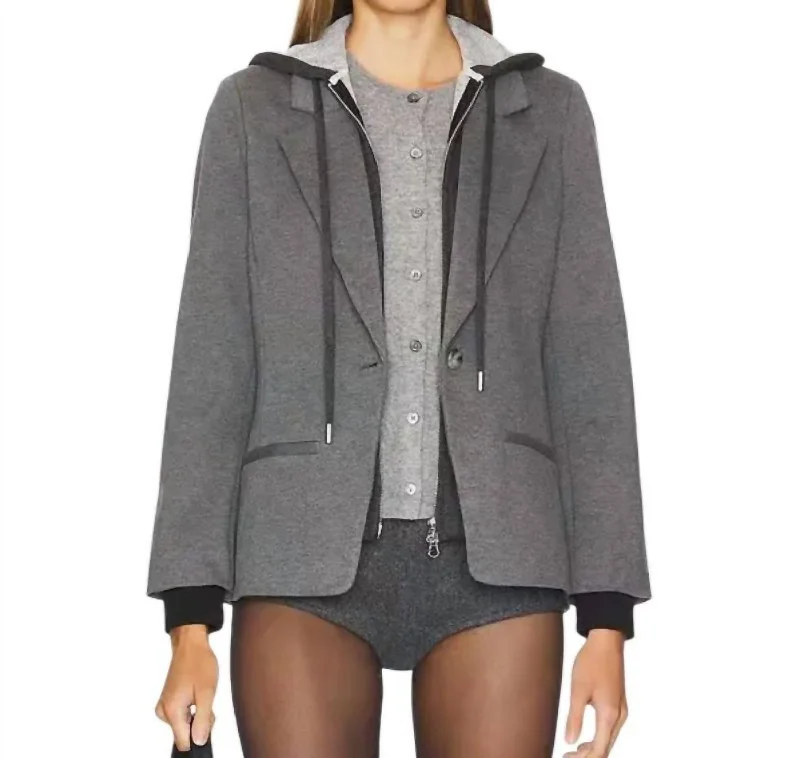 Comfort Meets Fashion Avalon Ponte Dickie Blazer In Gray