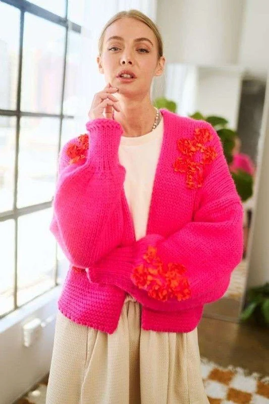 Stylish Spring Fashion Pink Floral Cardigan