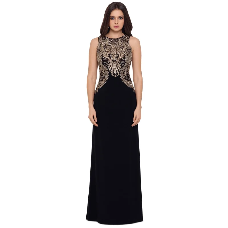 New Arrivals Betsy & Adam Womens Embellished Bodice Gown Dress