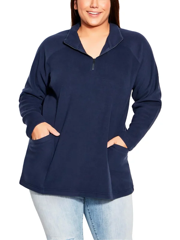 Fashion Forward Femininity Plus Womens Zipper Fleece Tunic Sweater