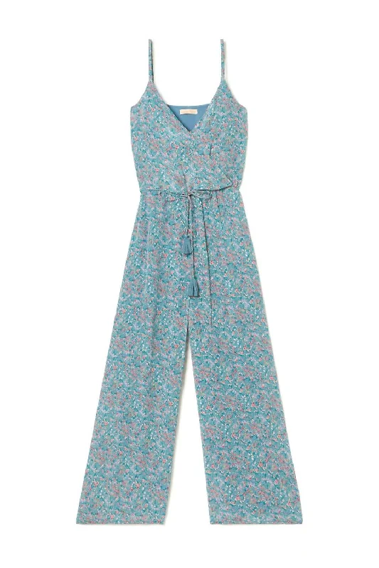 Elegant Attire For The Modern Lady Women's Pasadena Jumpsuit In Storm Spring Flowers