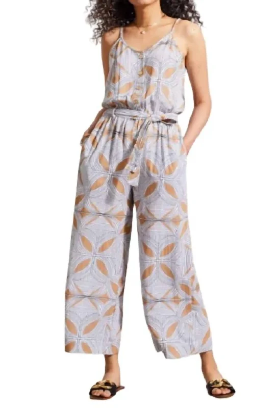 Stay Ahead In Style Cotton Button Front Jumpsuit In Caramel