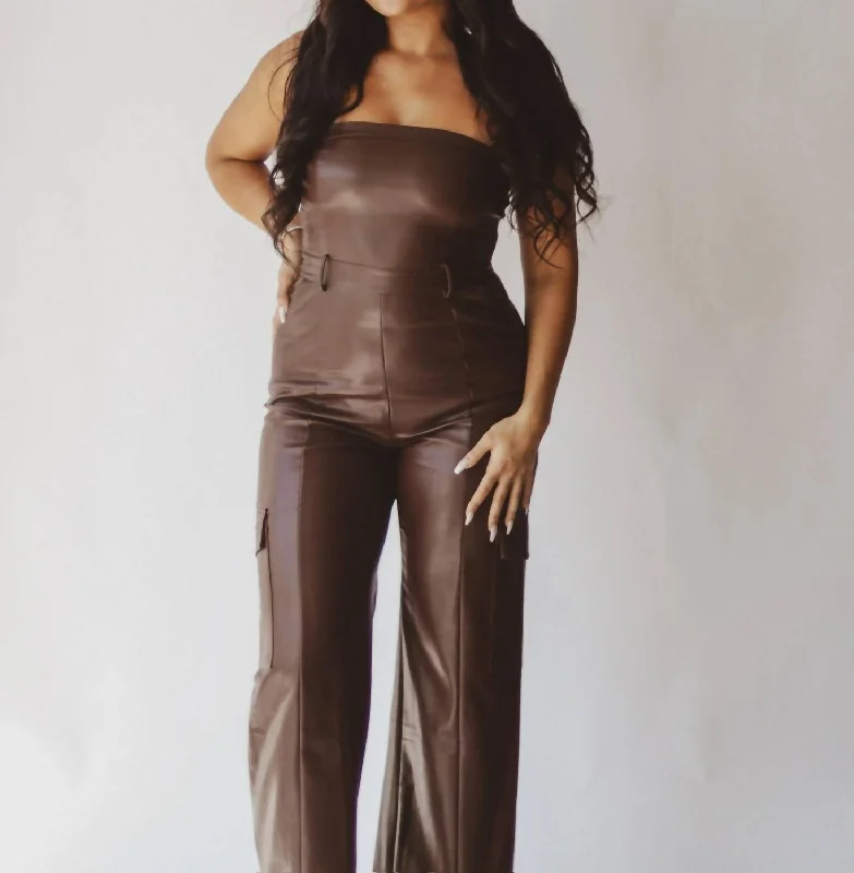 Ends Soon City Nights Jumpsuit In Brown