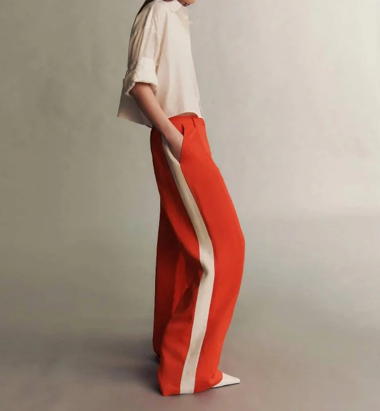 Comfort Meets Fashion Sulivan Wide Leg Pants In Cherry Tomato And Bone