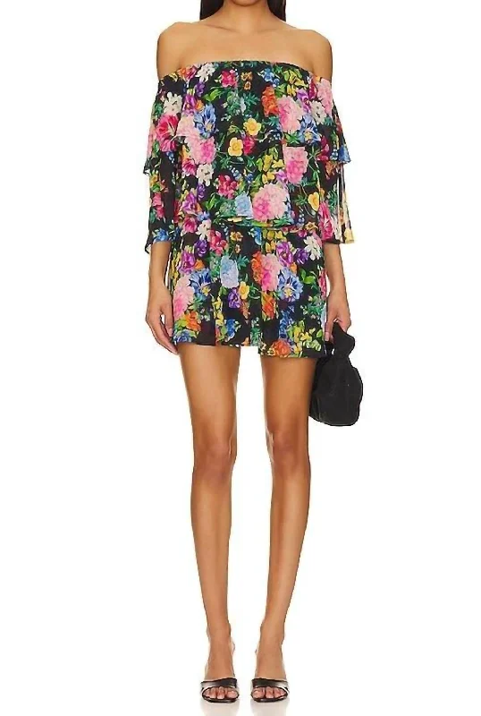 Exclusive Discounts Triple Decker Romper In Midnight Botanical Floral