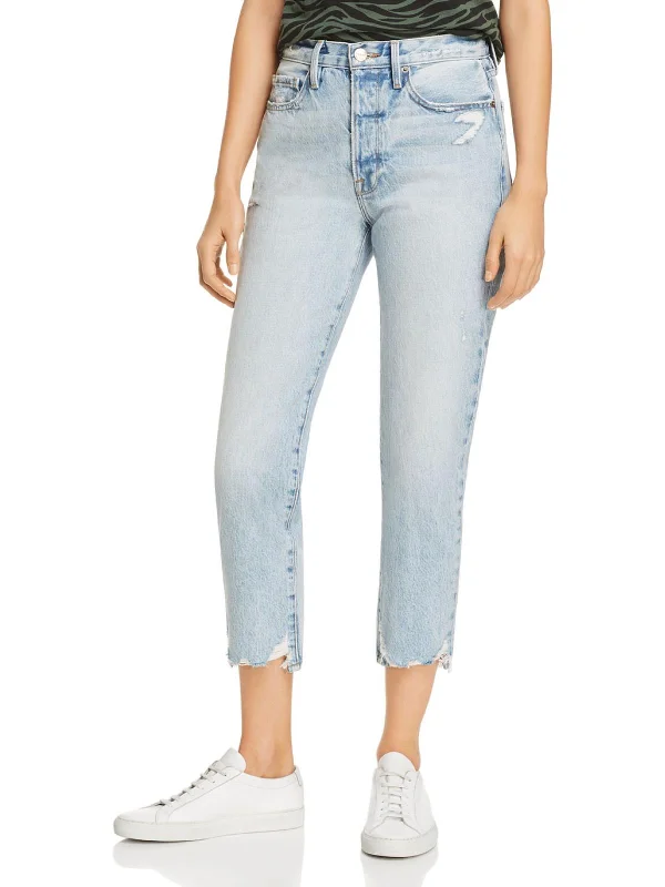 Big Savings Le Original Womens Destroyed Denim Cropped Jeans