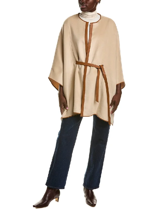 Quick Grab Deals La Fiorentina Leather-Trim Wool & Cashmere-Blend Poncho