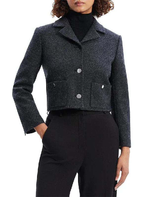 Save Big Theory Boxy Crop Wool-Blend Patch Jacket