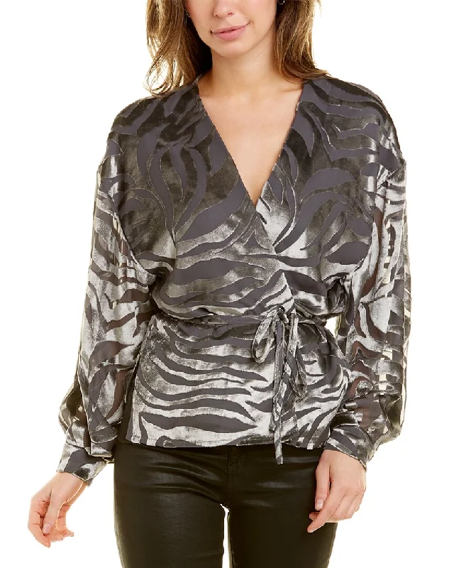 Charming Silhouette IRO Nurat Silk-Blend Wrap Top