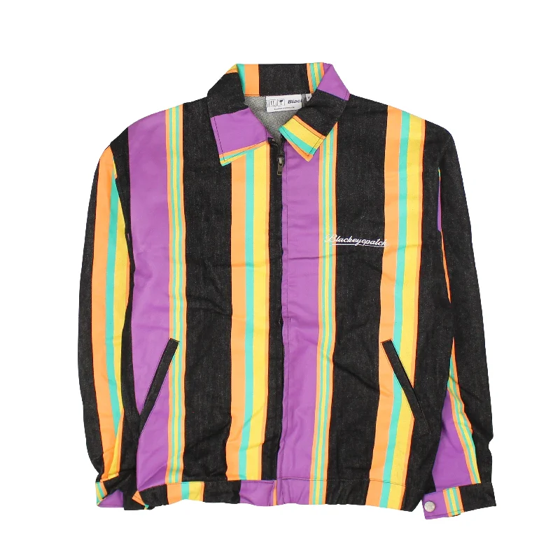 Special Occasion Wear Blackeyepatch Striped Denim Jacket - Black