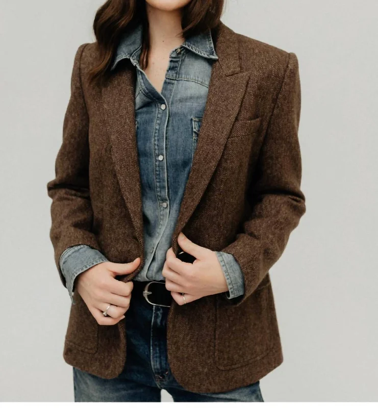 End Of Season Clearance Mireille Jacket In Brown Herringbone