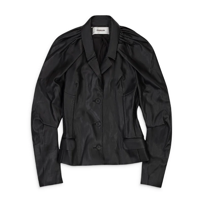 Wardrobe Refresh CHALAYAN FAUX LEATHER FETISH BLACK JACKET