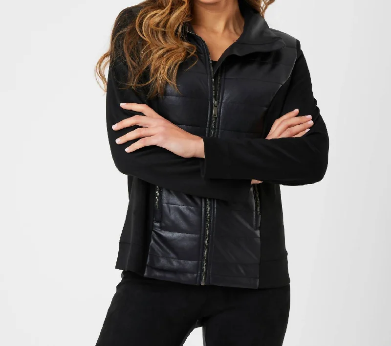 Flash Sale, Don't Miss Vegan Leather/suede Quilted Jacket In Black