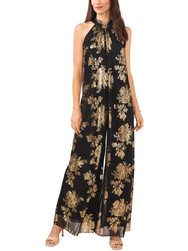 Save On Classic Elegant Styles Womens Floral Halter Jumpsuit