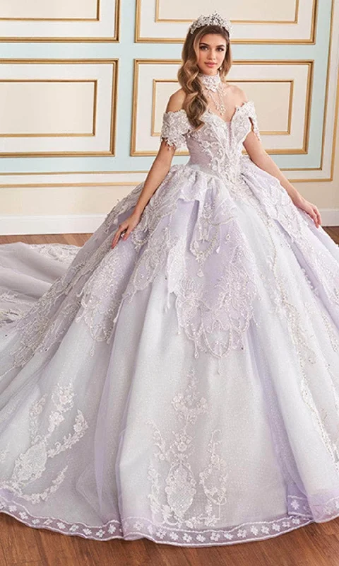 Update With Cottagecore Styles Princesa by Ariana Vara PR70101 - Off-Shoulder Glitter Tulle Ball Gown