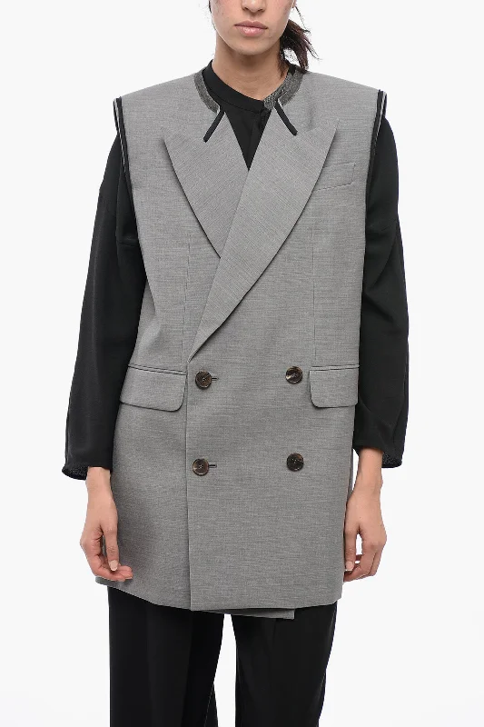 Chic Wardrobe Alexander Mcqueen Double-Breasted Oversized Wool Blazer With Peak Lapel