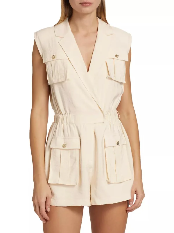 Trendy Attire For Her Lela Sleeveless Romper In Rattan