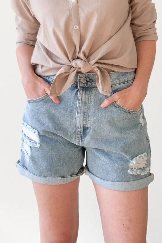 Urban Femme Streetwear Cool Mom Denim Shorts In Light Wash