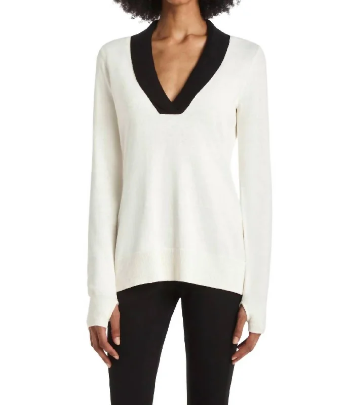 Everyday Fashion Redstone Sweater In Ivory With Black