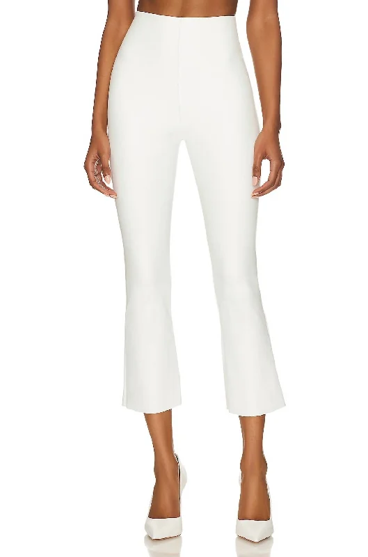 Trendy Threads Faux Leather Cropped Flare Pant In White