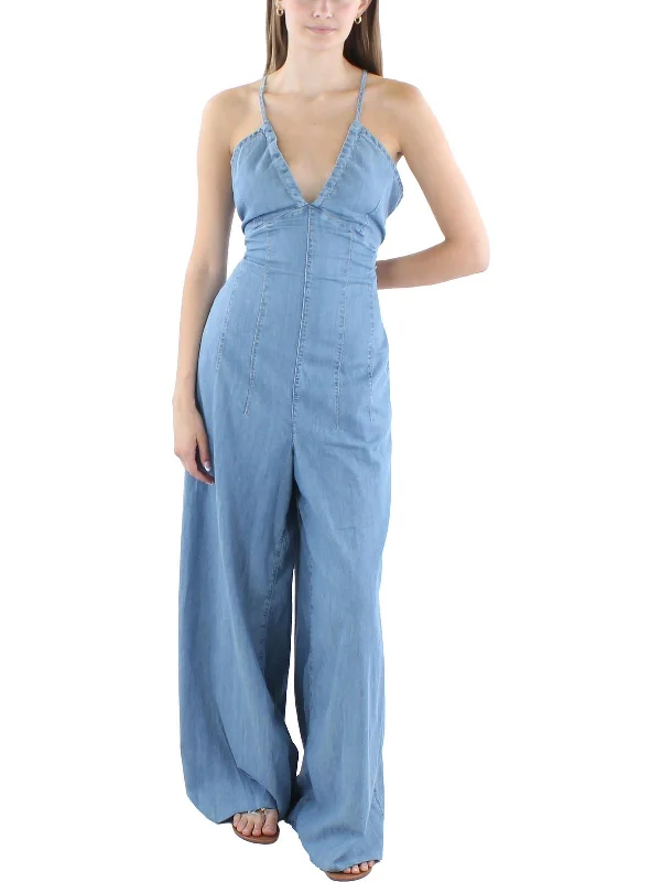 Bold Fashion Womens Pocket Denim Jumpsuit