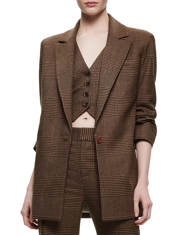 Imeless Style Colley Womens Woven Houndstooth One-Button Blazer