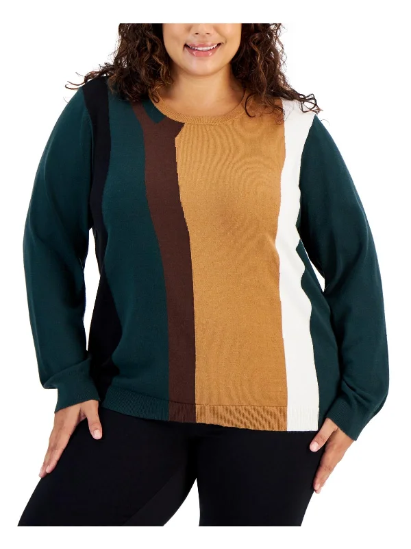 Trendy Women's Wear Collection Plus Womens Colorblock Office Wear Pullover Sweater