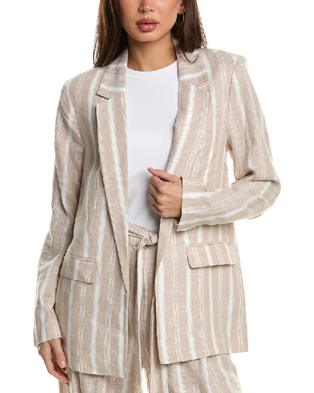 Boho Chic Fashion BCBG New York Yarn-Dye Stripe Linen-Blend Blazer