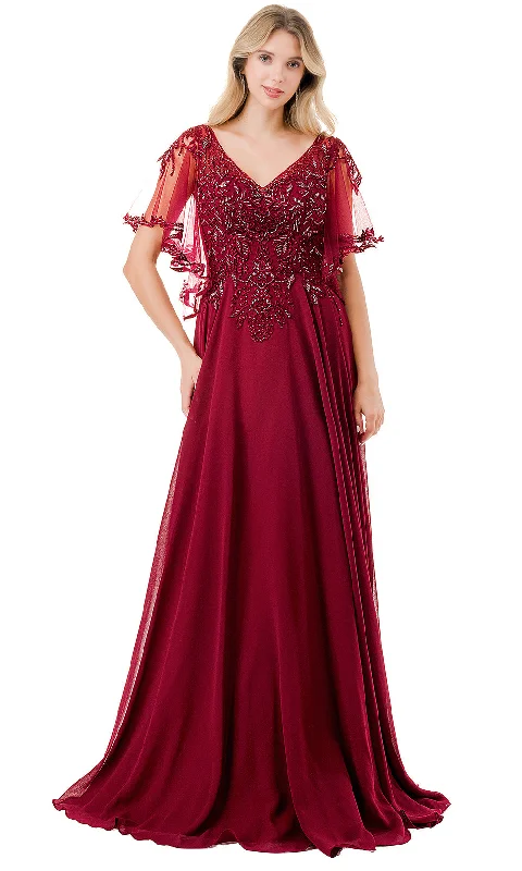 Limited Time Deal Aspeed Design M2911F - Sheer Flutter Sleeve Evening Gown