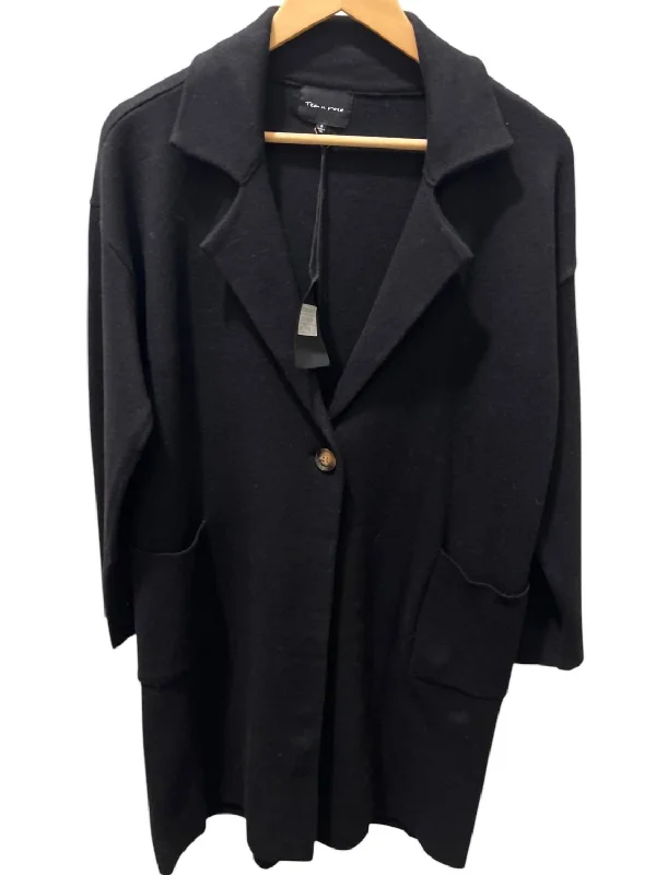 Imeless Style Women's Wide Collar Coat In Black