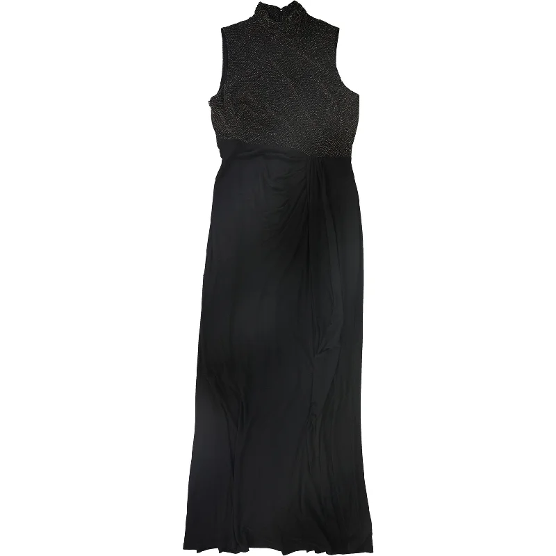 Casual Weekend Relaxed Style Ralph Lauren Womens Metallic Gown Dress, Black, 14