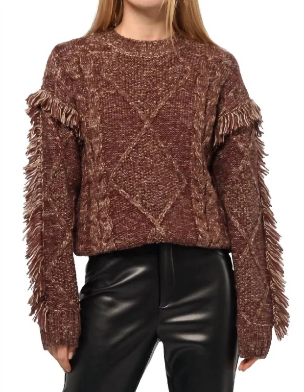 Athleisure Wear Doga Fringed Marled Sweater In Coffee