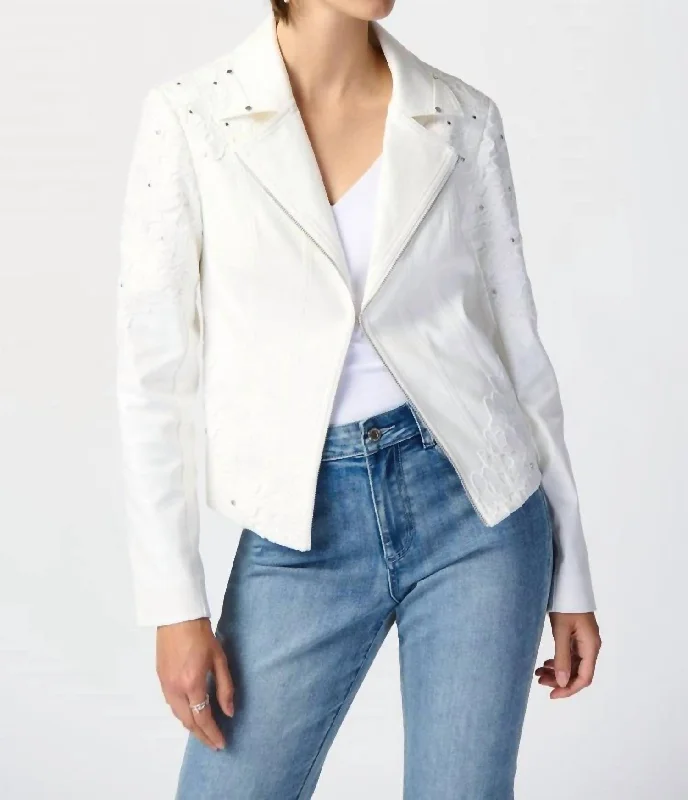 Fashion Forward Studded Suede Blazer In Vanilla