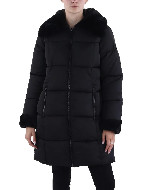 Gorgeous Glamour Collection Womens Insulated Faux Fur Trim Puffer Jacket