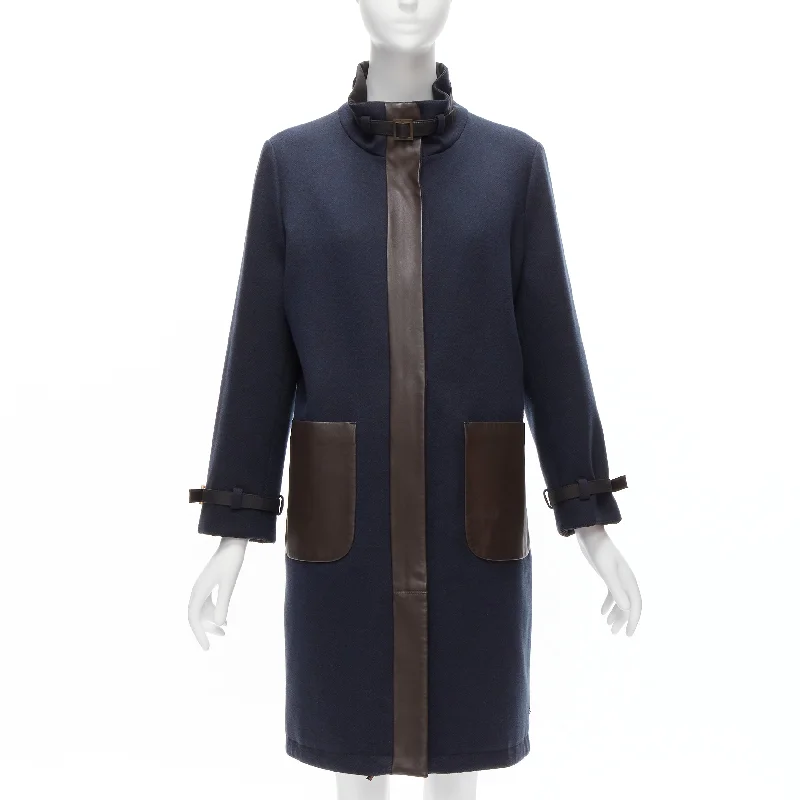 Evening Elegance Loro Piana Storm System Reversible cashmere wool leather trimmed coat