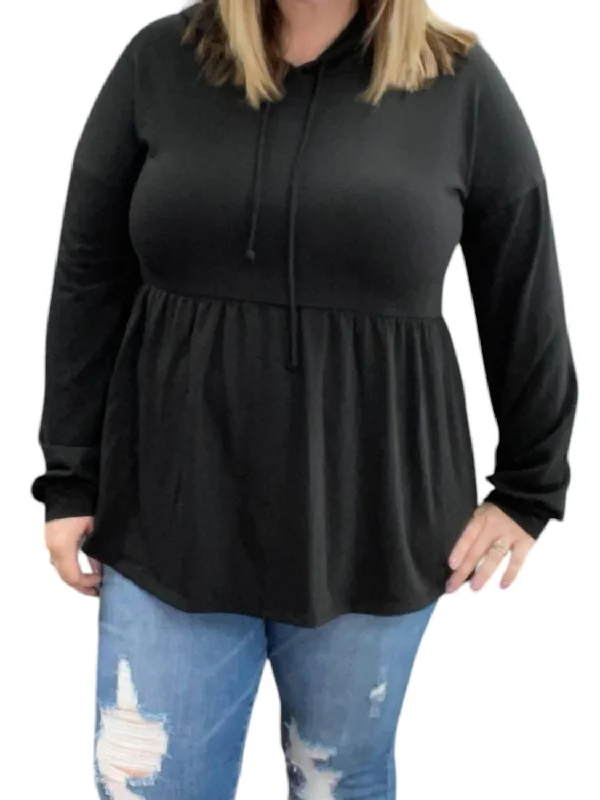 Limited Quantities Babydoll Hoodie Sweater In Black