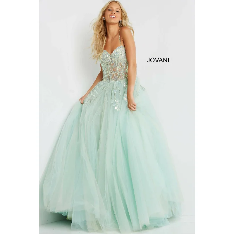 The Latest Fashion Trends Jovani  06816 Mint Illusion Bodice Prom 2022 Ballgown