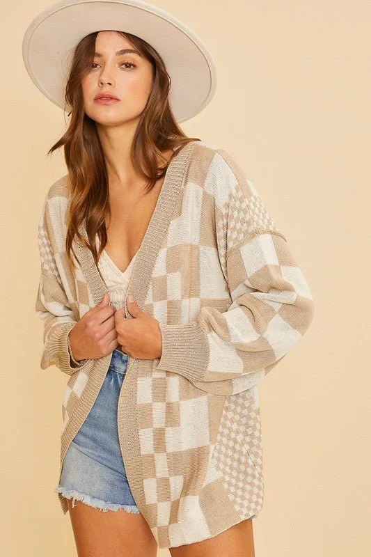 Wardrobe Upgrade Checkered Open Front Cardigan