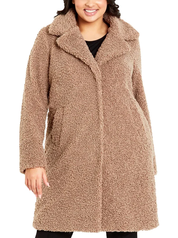 Break Fashion Norms Womens Faux Fur Midi Teddy Coat