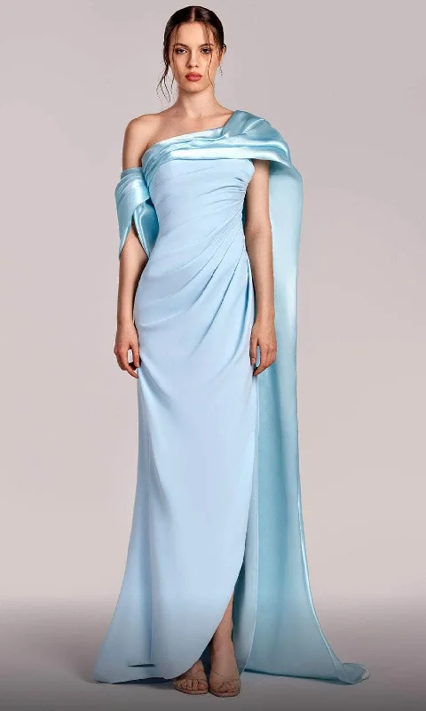 Father's Day Deals MNM Couture G1804 - Draped Detailed Gown with Slit