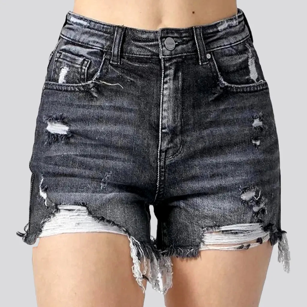 Spring Fling Sale Distressed frayed-hem denim shorts