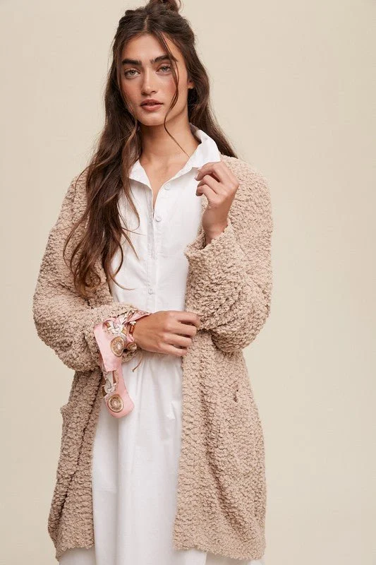 Gift Ideas Popcorn Open Knit Cardigan Sweater