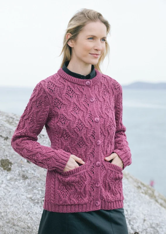 Explore What's New Aran Lace Style Lumber Cardigan | Magenta