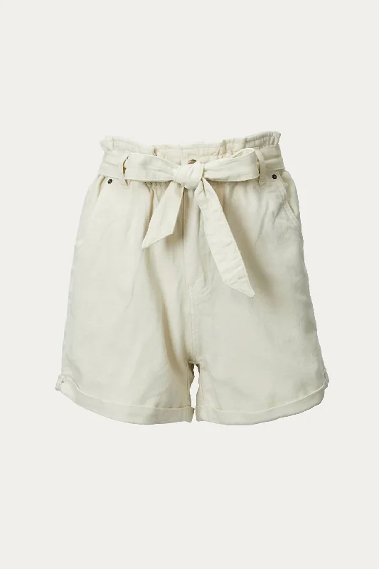 Chic Trends Unveiled High-Rise Peplum Cotton-Twill Short In Ivory