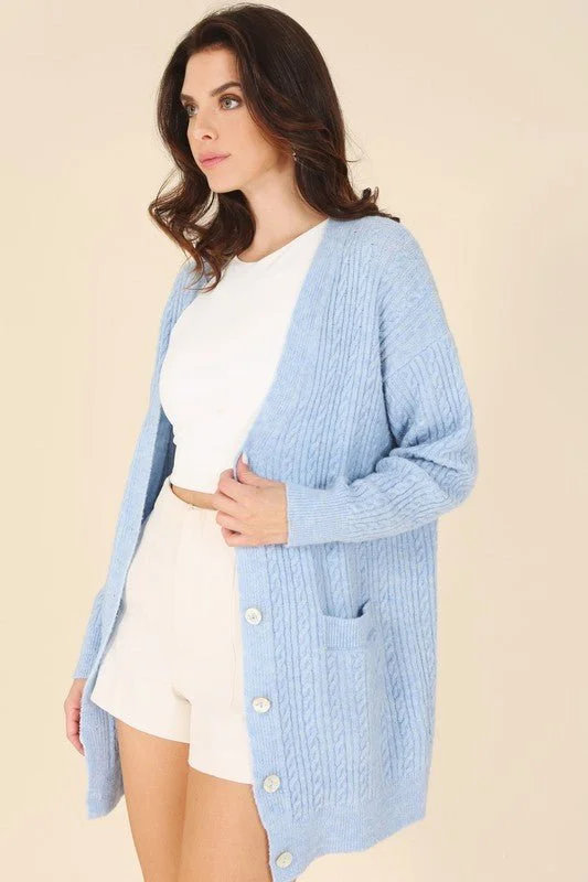 Dive Into Trendy Women's Fashion Winter Blues Cardigan