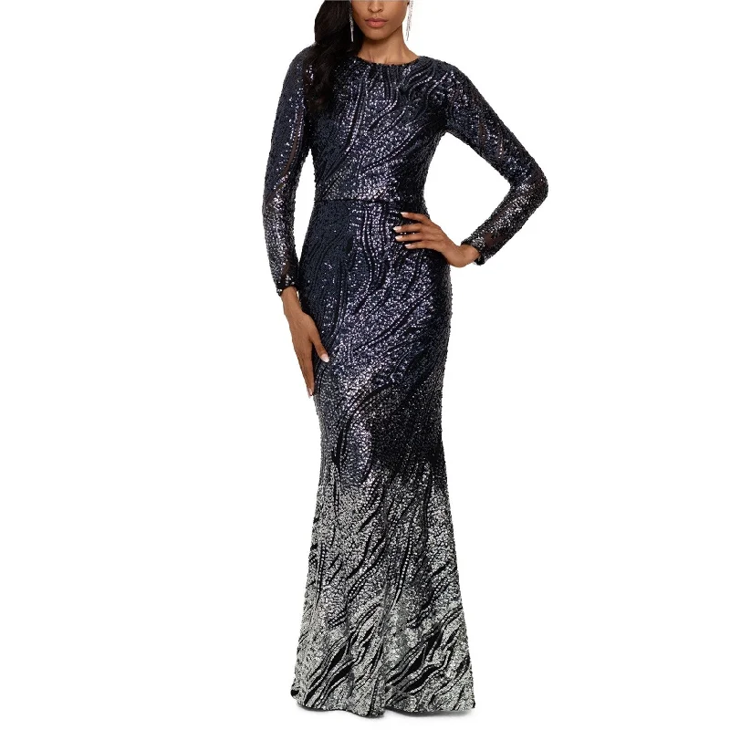 Limited - Time Bundle Betsy & Adam Womens Sequin Ombre Mermaid Gown Dress, Black, 8